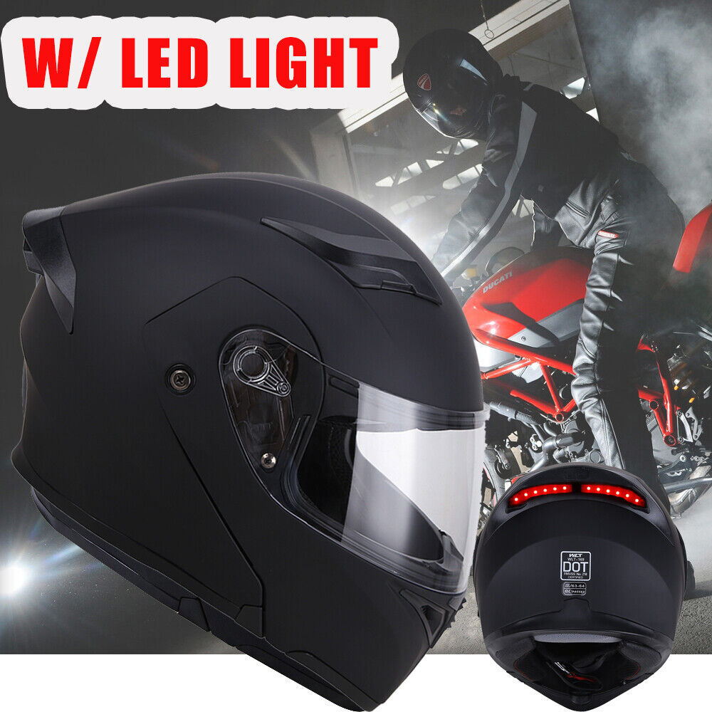 DOT Racing Motorcycle Helmet Full Face Dirt Bike Flip Up ATV  LED