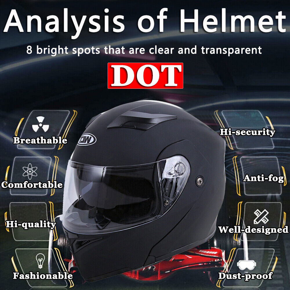 DOT Racing Motorcycle Helmet Full Face Dirt Bike Flip Up ATV  LED