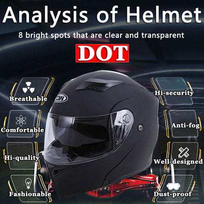 DOT Racing Motorcycle Helmet Full Face Dirt Bike Flip Up ATV  LED