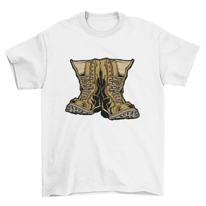 Unique Fashion Simple Pair Military Boots Shoes T-shirt