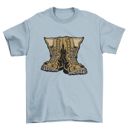 Unique Fashion Simple Pair Military Boots Shoes T-shirt