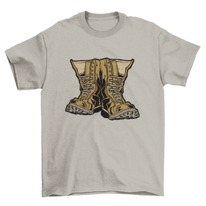 Unique Fashion Simple Pair Military Boots Shoes T-shirt