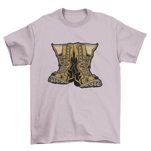 Unique Fashion Simple Pair Military Boots Shoes T-shirt