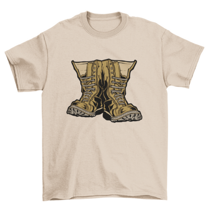 Unique Fashion Simple Pair Military Boots Shoes T-shirt