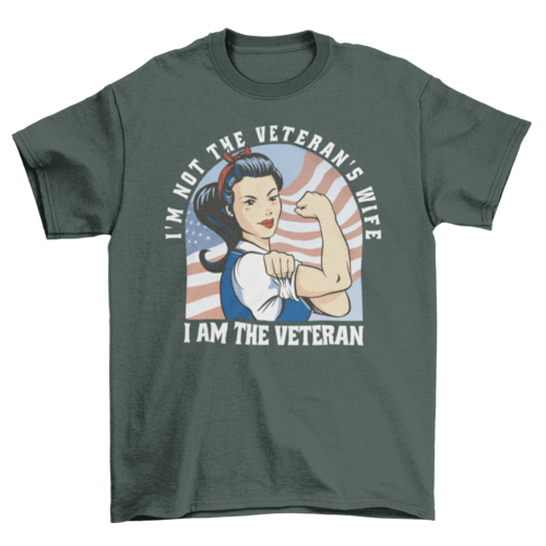 Strong woman veteran cartoon t-shirt