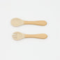 Baby Food Grade Wooden Handles Silicone Spoon Fork Cutlery